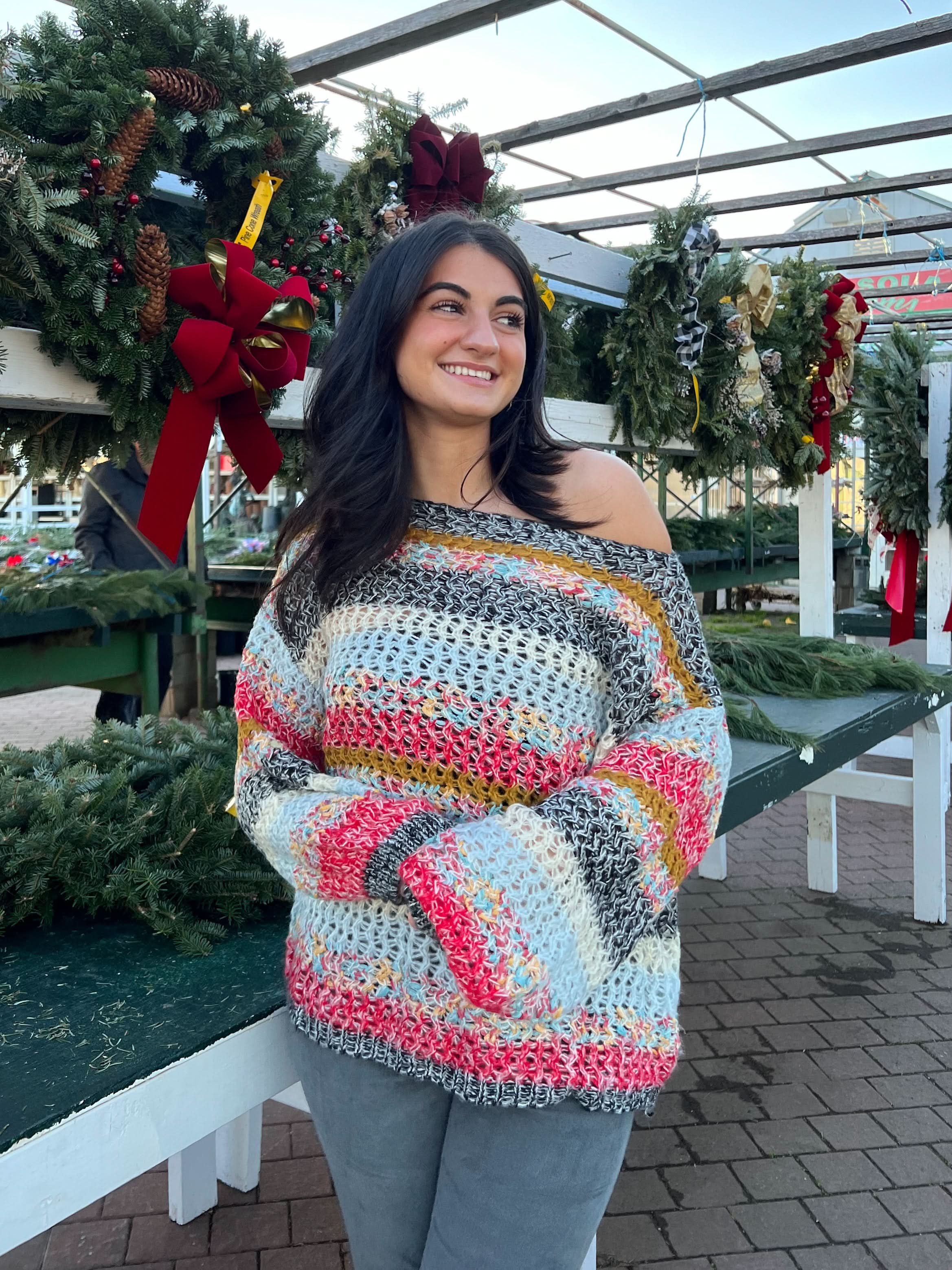 Andie Multi Color Striped Oversized Sweater
