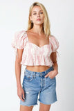 Sweet Blooms Lucious Red Short Sleeve Babydoll Crop Top