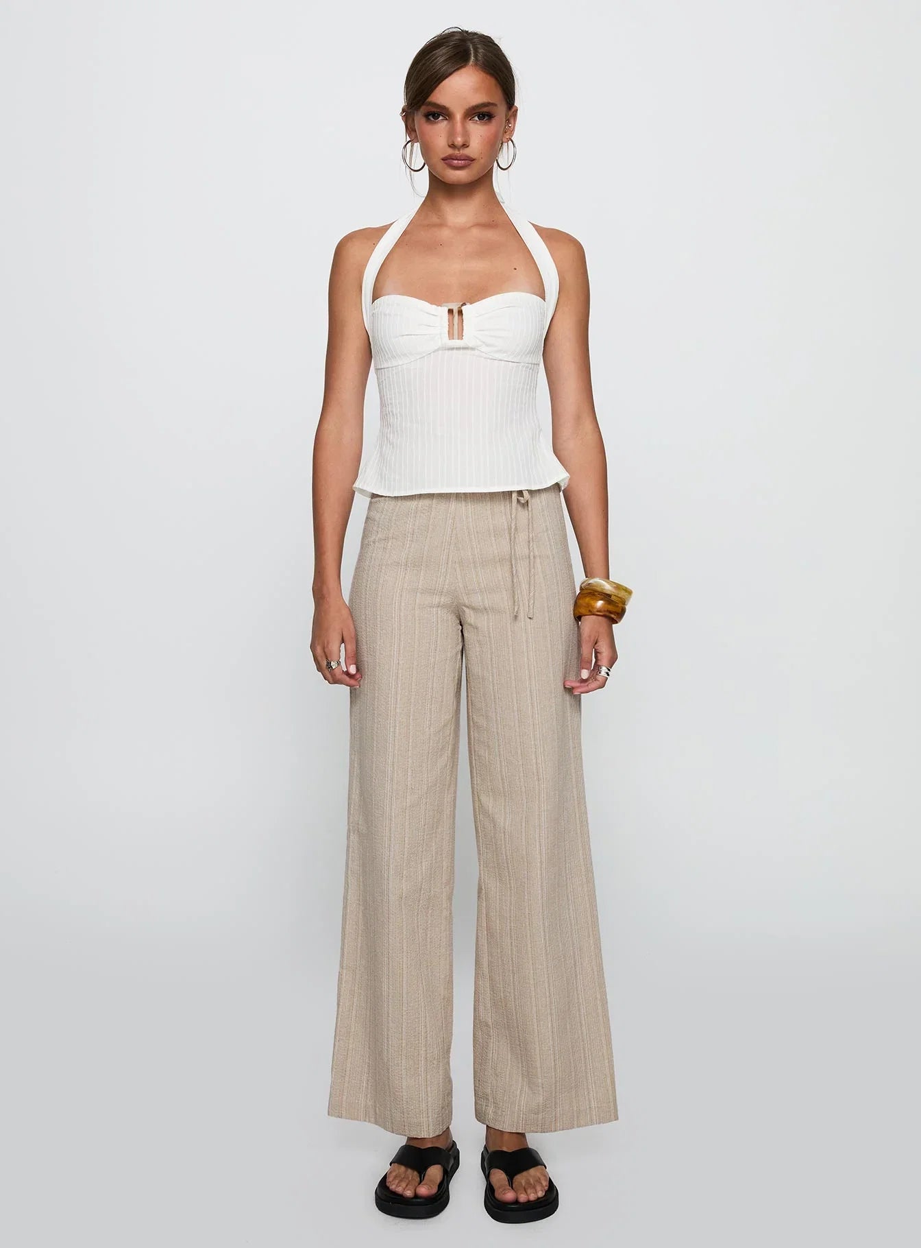 Rush Hours Tie Up Pants Beige