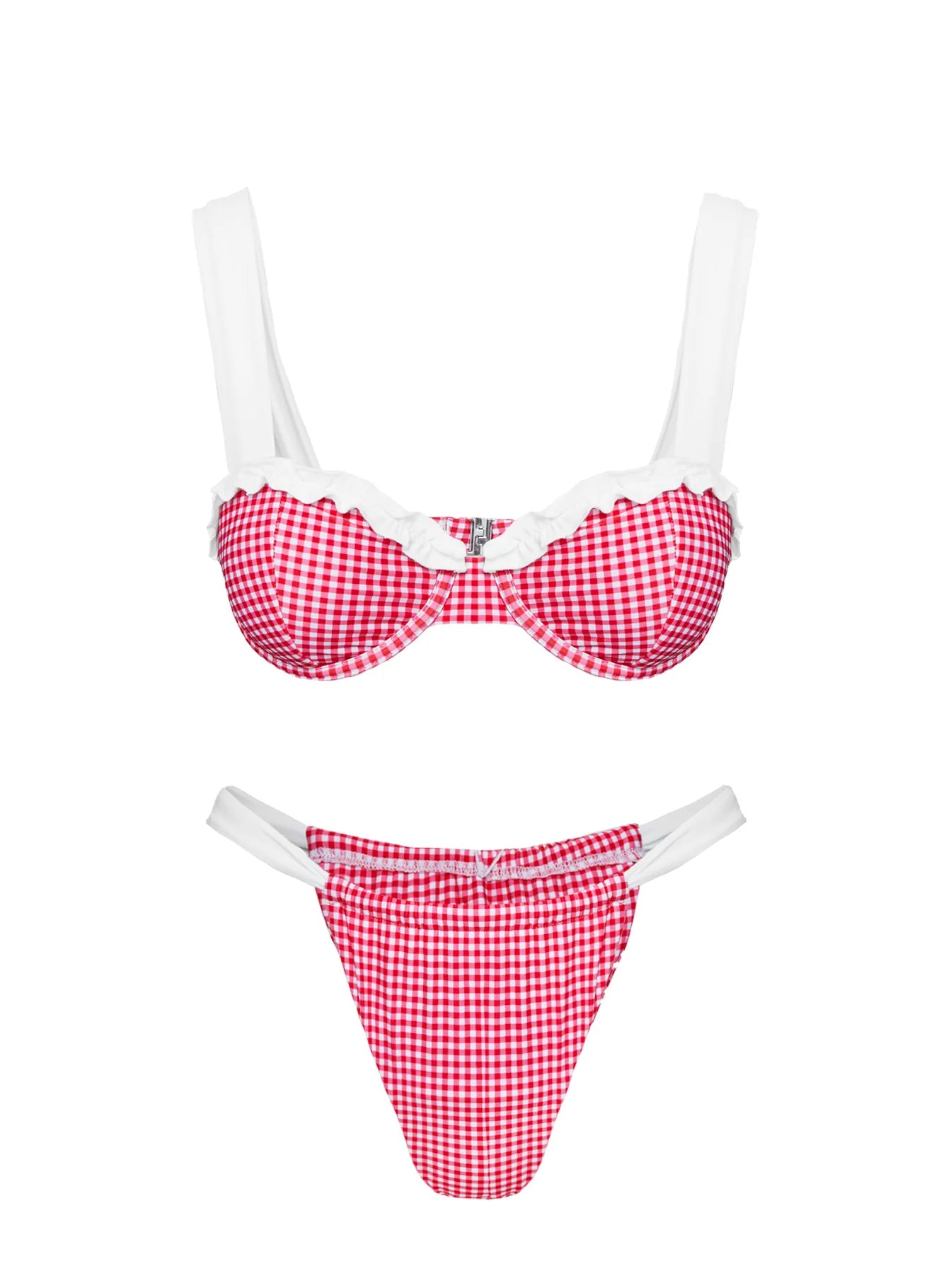 This Summer Underwire Bikini Top Red Gingham