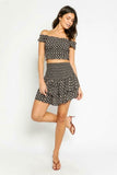 Meet Me Later Black Coin Print Two Piece Ruffle Mini Dress