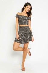 Meet Me Later Black Coin Print Two Piece Ruffle Mini Dress