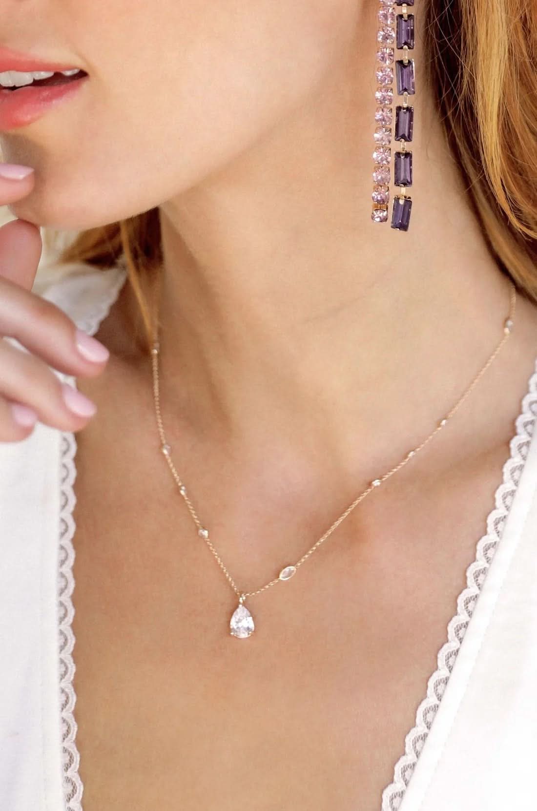 Ettika Delicate Crystal Pendant Necklace