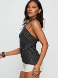 Clerissa Ring Detail Top Black Polka Dot