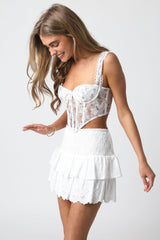 Willow White Eyelet Ruffle Mini Skirt