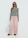 Annalyse Long Sleeve Button Detail Top Stripe