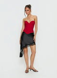 Idette Lace Asymmetrical Mini Skirt Black