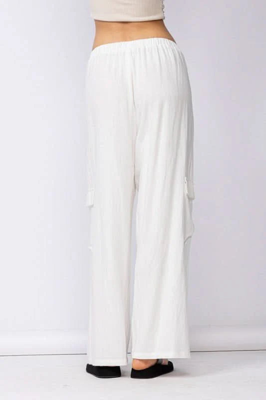 Newport White Linen Blend Pants