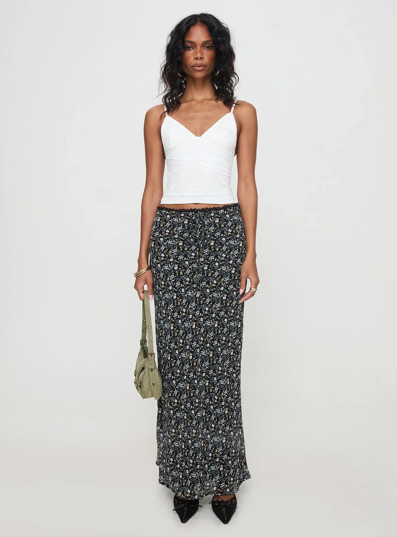 Emily Maxi Skirt Blue Black Floral