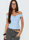 Maxeina Off Shoulder Twist Top Blue