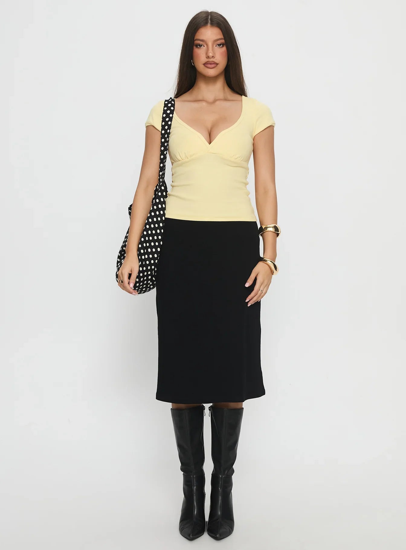 Baseline Cross Over Cap Sleeve Top Yellow