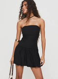 Nerine Bubble Hem Mini Dress Black
