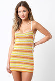 Suns Out Orange Multi Color Sheer Crochet Dress