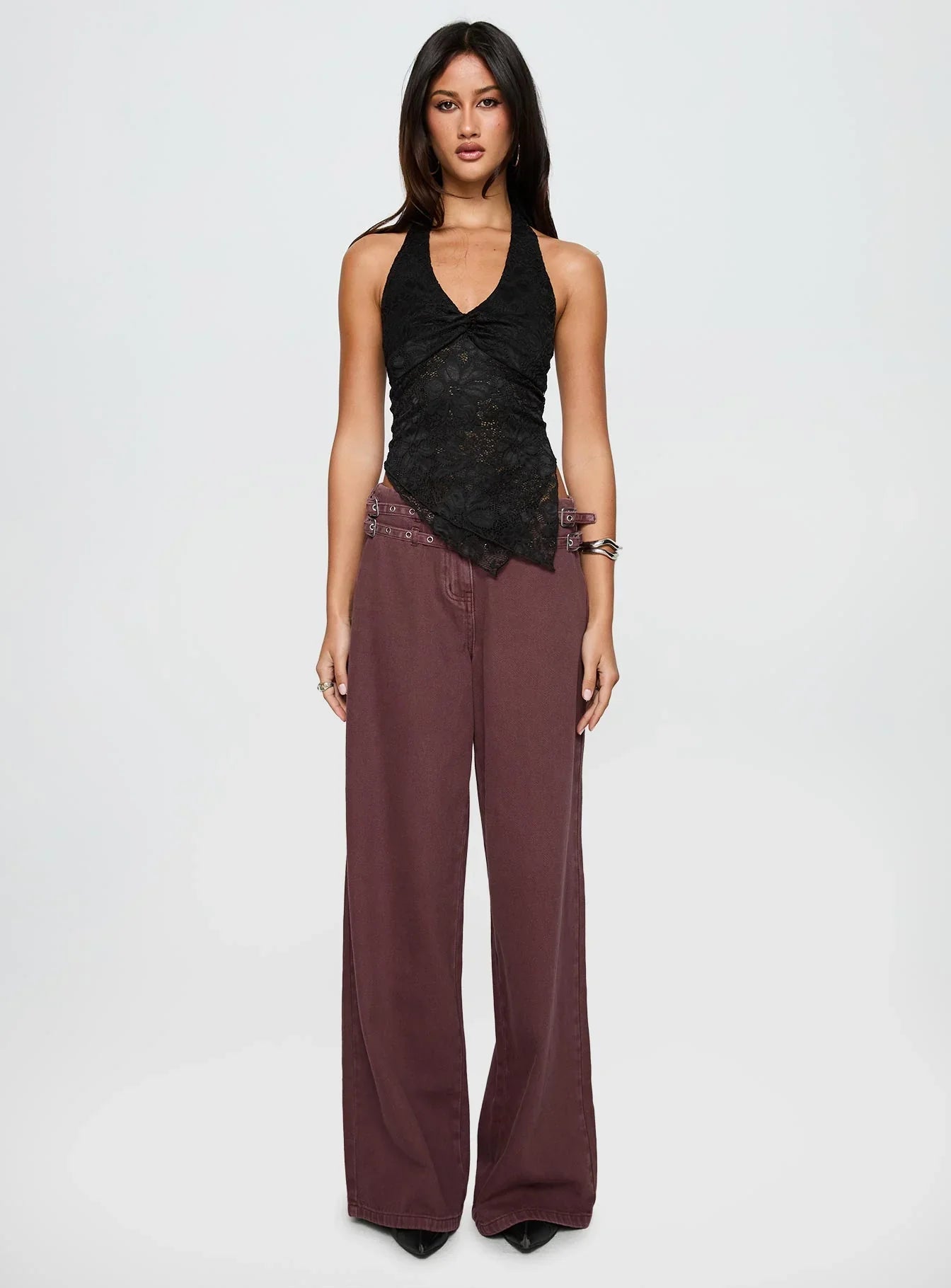 Alviera Lace Halter Top Black