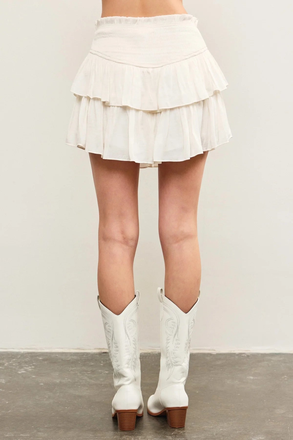 Monaco White Ruffled Skort