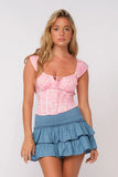 Selma Pink Floral Corset Top