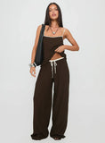 Nolei Contrast Pants Set Chocolate / White