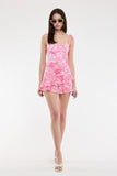 Liana Pink Floral Ruffle Romper Dress
