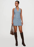 Vyxen Halter Mini Dress Blue