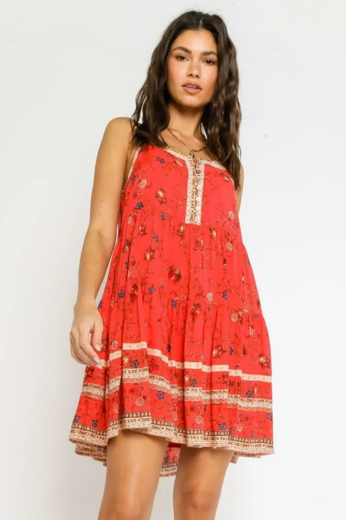 Having A Moment Red Floral Swing Dress