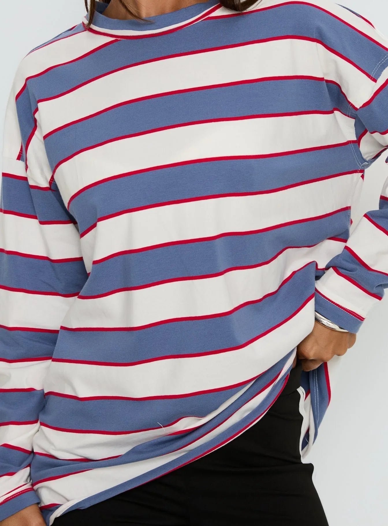 Horizon Long Sleeve Top Dusty Blue Stripe