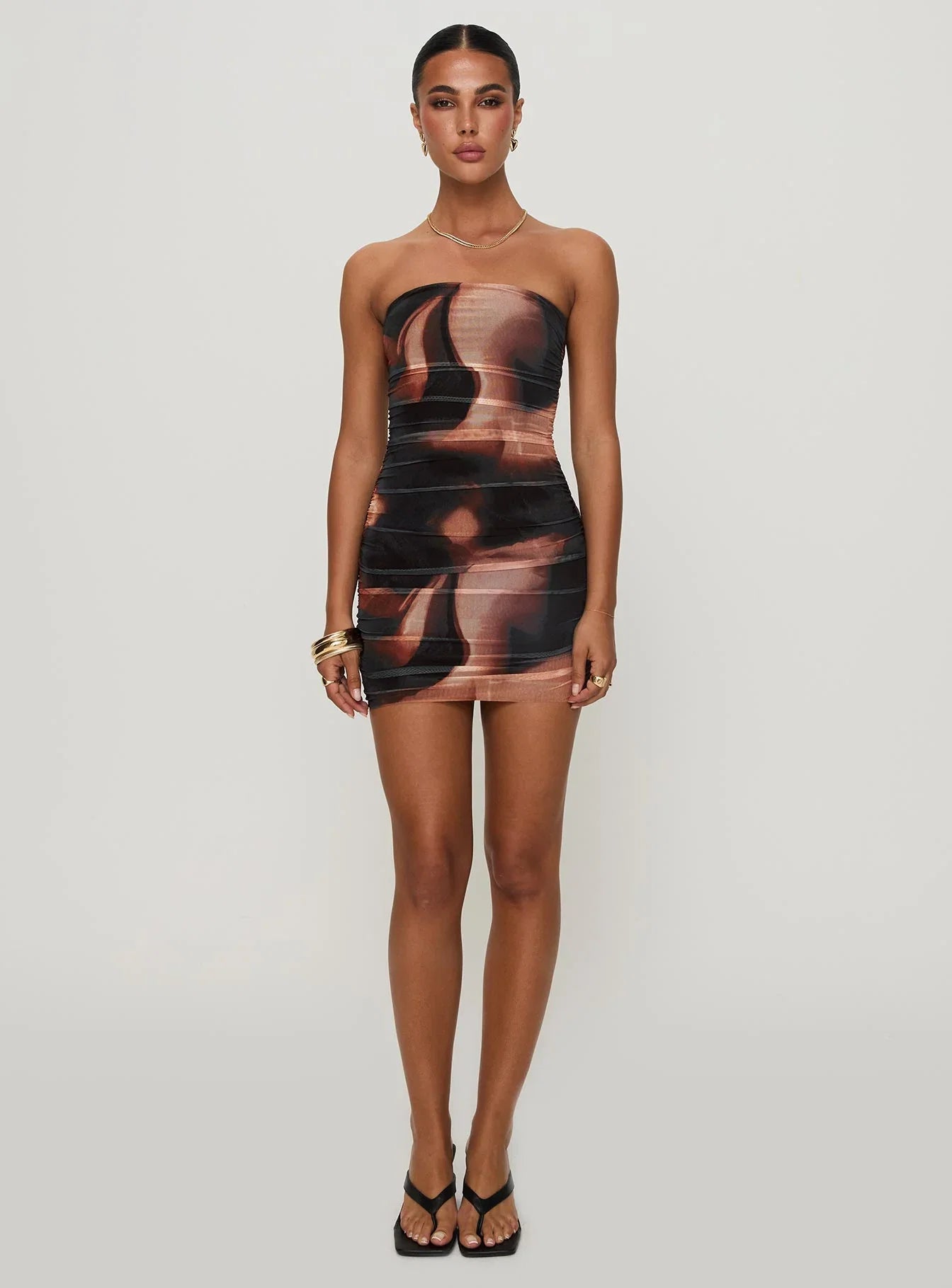 Kalena Mini Dress Brown Multi