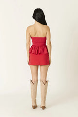 Genevieve Red Peplum Tube Top