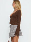 Nikoleta Pleat Mini Skirt Brown White Check