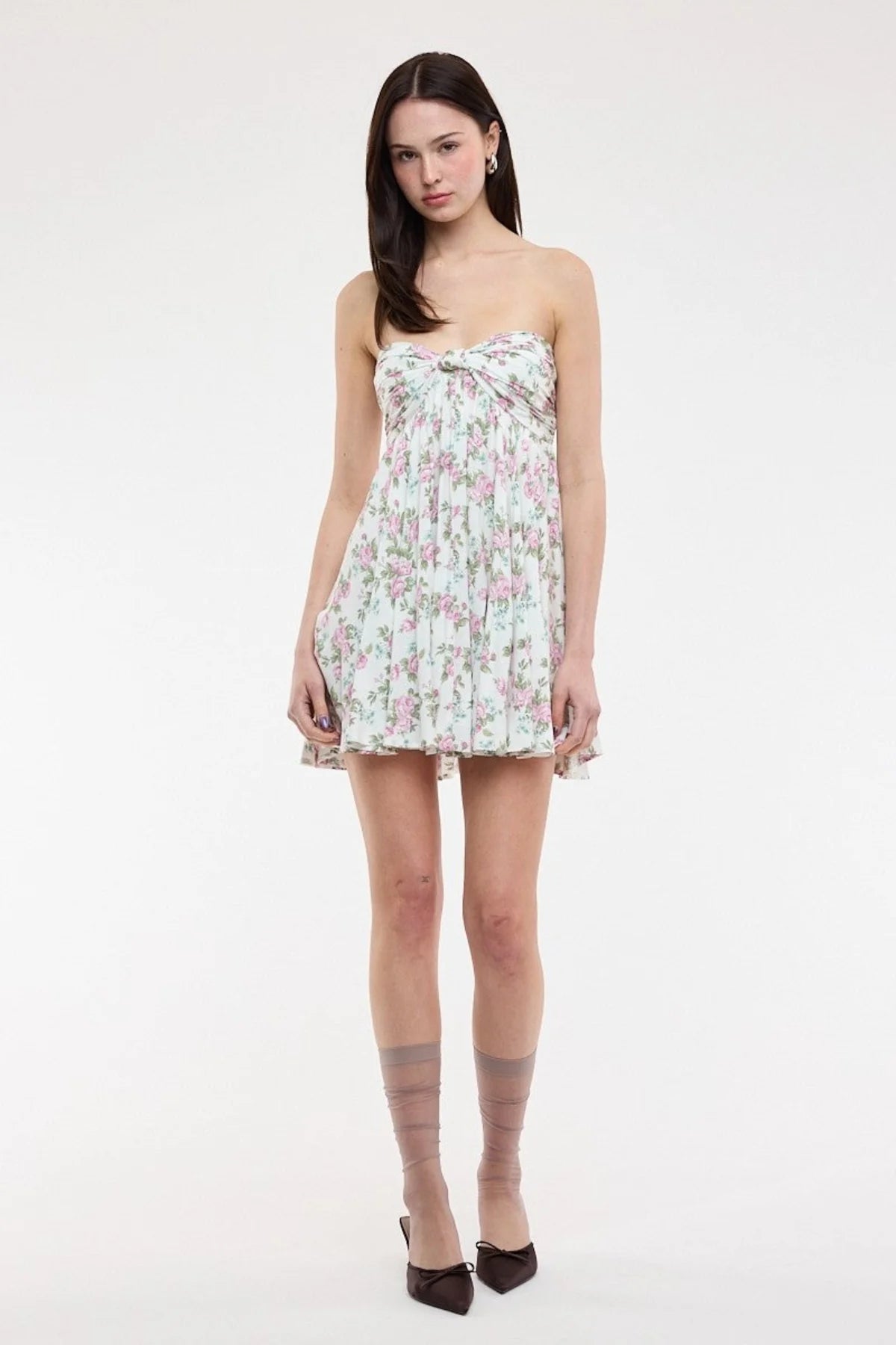 Colette White Purple Strapless Babydoll Dress