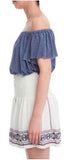 Sophie Ivory Embroidered Smocked Waist Mini Skirt