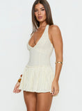 Mixie Halter Playsuit Cream