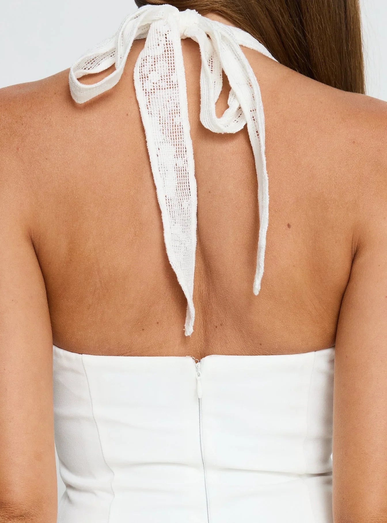 Josanna Crochet Halter Mini Dress White