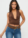 Remarkable Plunged Cowl Neck Top Brown