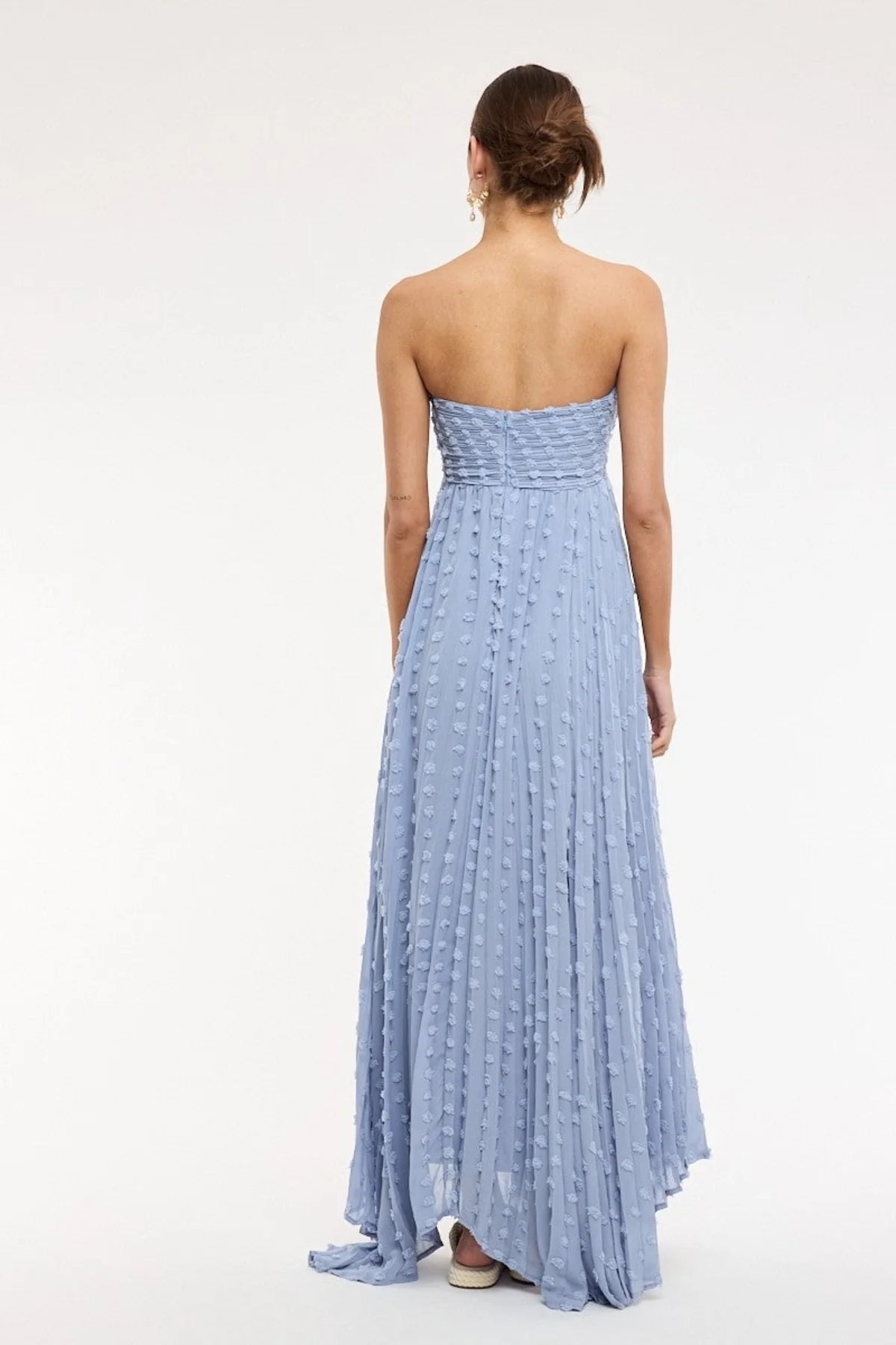 Willow Blue Clip Dot Strapless Maxi Dress