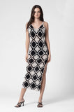 Capri Black and Taupe Crochet Midi Dress
