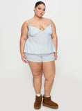 Tenderness Lace Sleep Set Blue White Stripe Curve