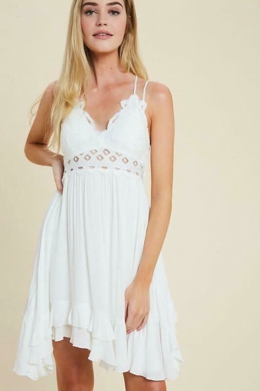 Julianna White Crochet Lace Mini Dress