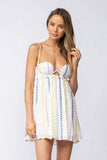 Drew White Embroidered Babydoll Cami Mini Dress
