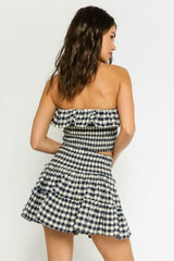 Take Me With You Navy Gingham Two Piece Dress