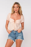 Heidi Pink Ginger Puff Sleeve Top