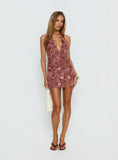 Reilley Plunge Neck Playsuit Mauve Floral