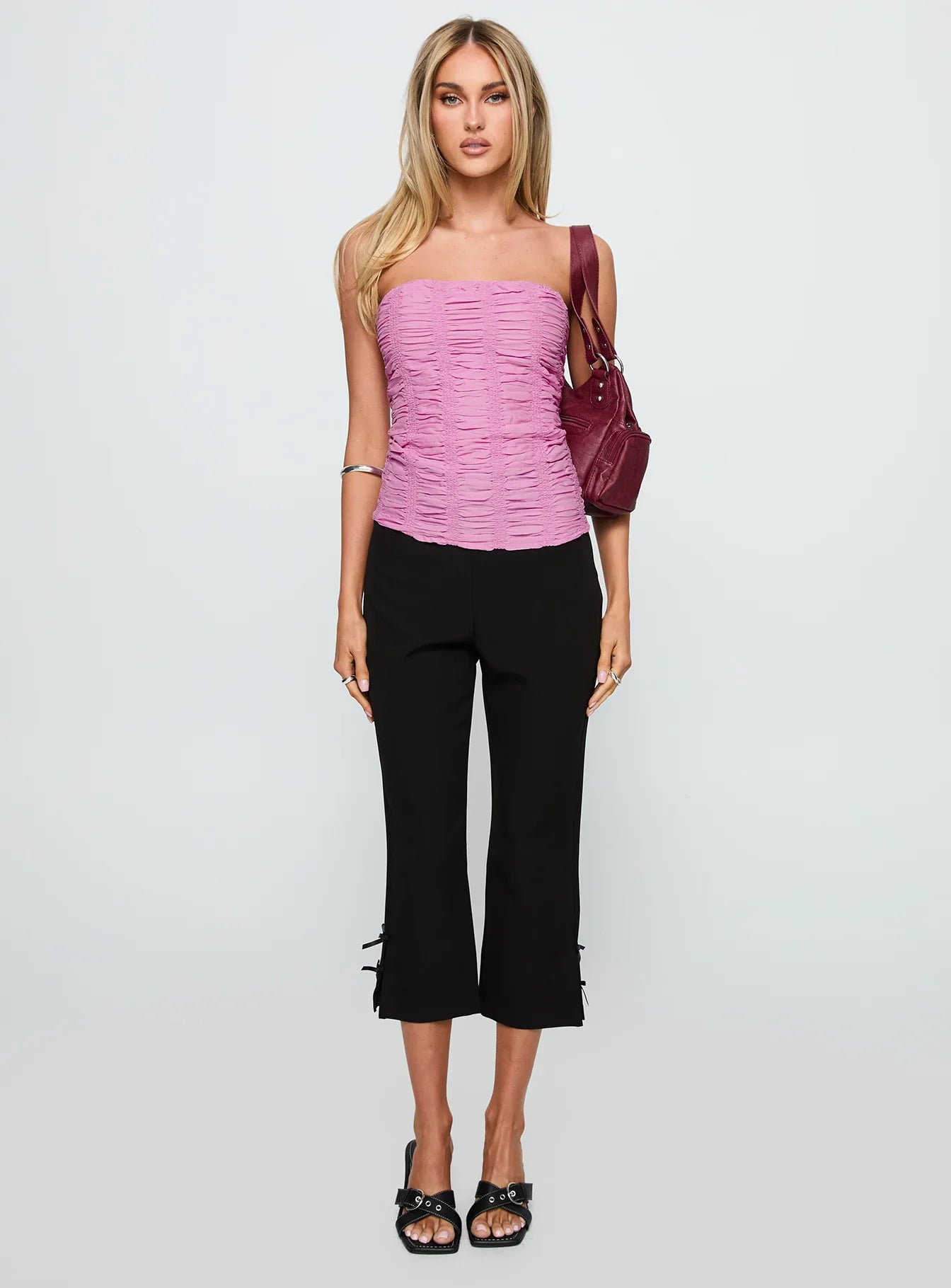 Star Quality Strapless Ruched Top Pink