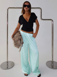 Salona Satin Straight Leg Pants Jelly Mint