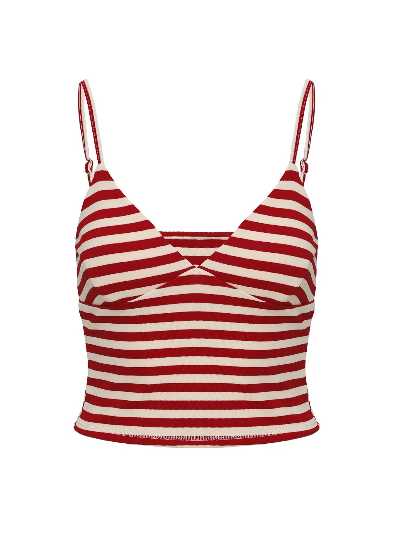 Miztaray Cami Top Red Cream Stripe