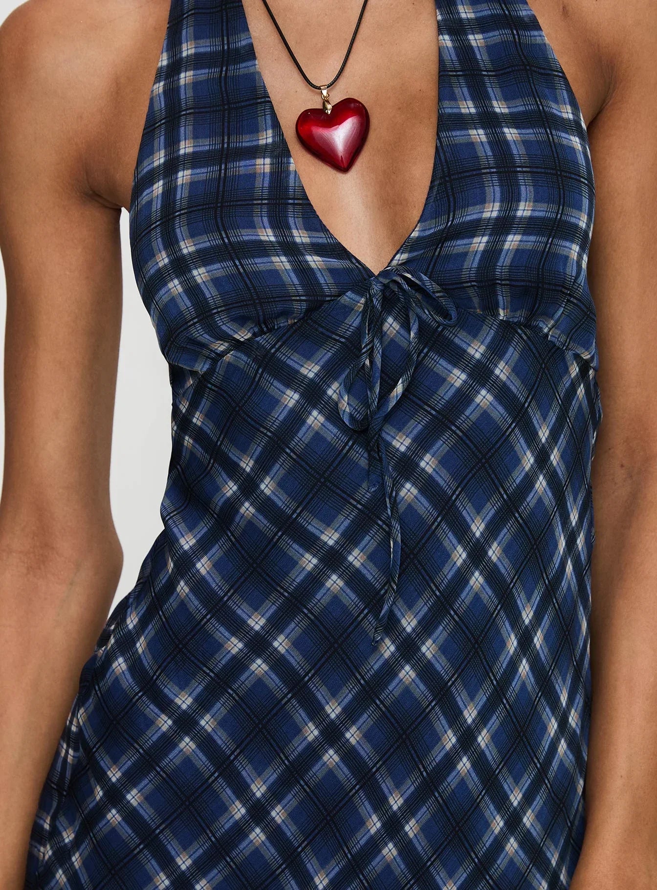Laraline Halter Mini Dress Navy Check