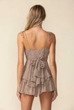 Force Of Nature Brown Print Ruffle Romper