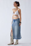 Arden Medium Wash Denim Midi Skirt