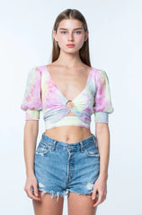 Arinna Rainbow Tie Dye Wrap Crop Top