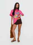 Santa Monica Beach Oversized Graphic Tee Washed Pink