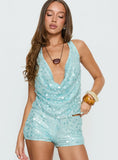 Views Of Capri Plunge Neck Top Blue